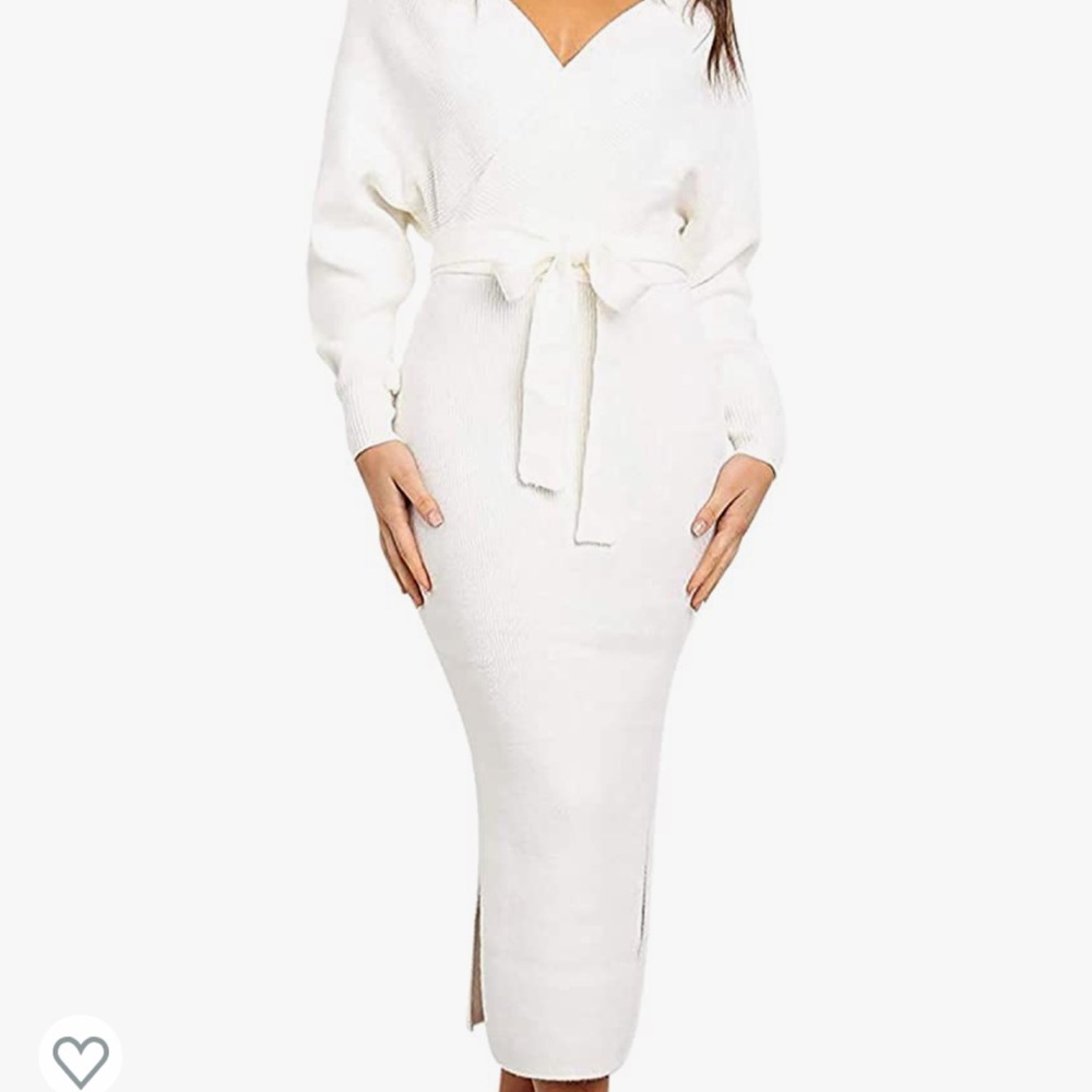 V Neck Sweater Dress